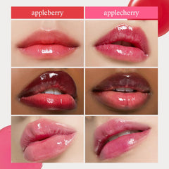 NOONI Applecherry lip oil bottle close-up with glossy finish.
