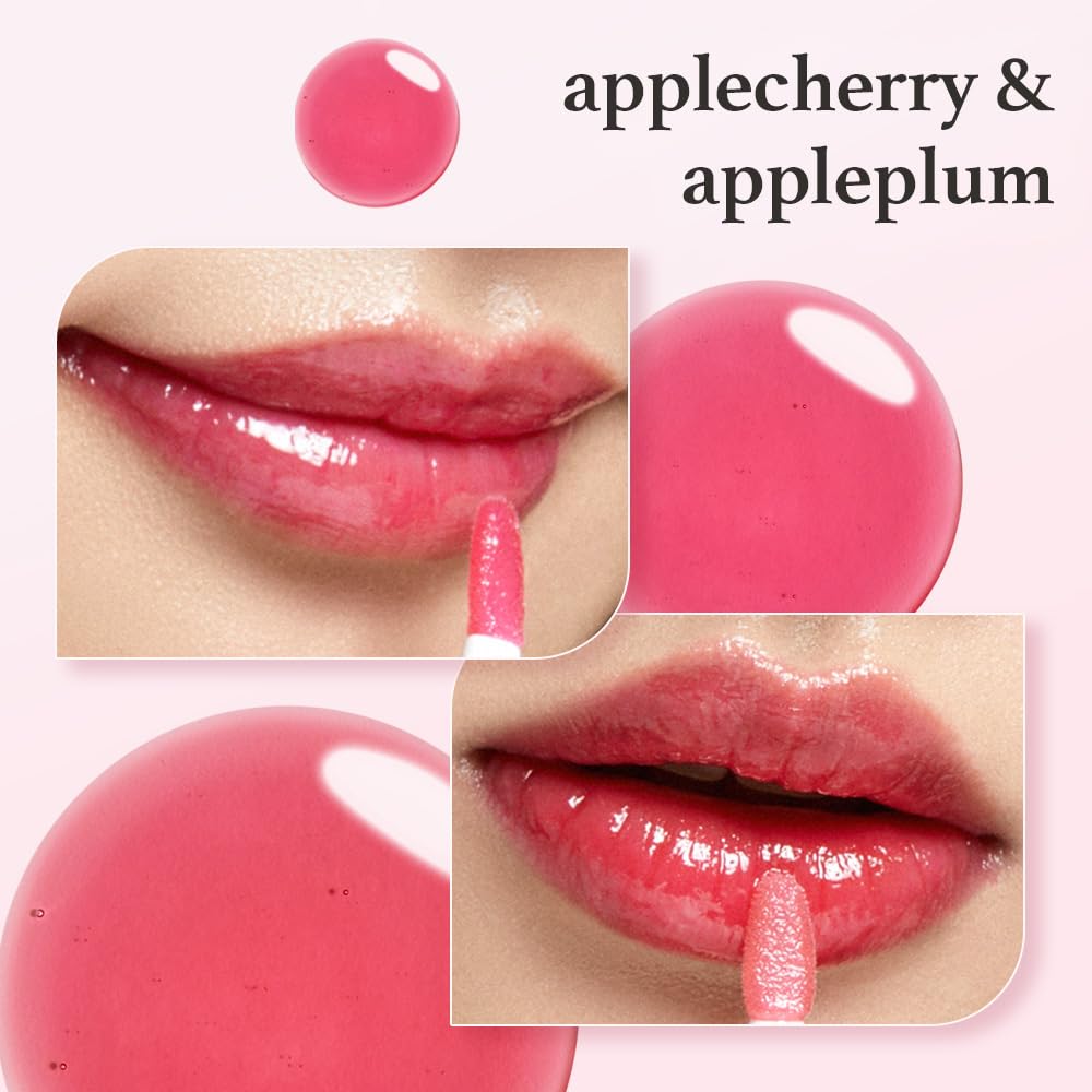 NOONI lip oil set twin tubes highlights Applecherry and Appleplum for long-lasting moisture.