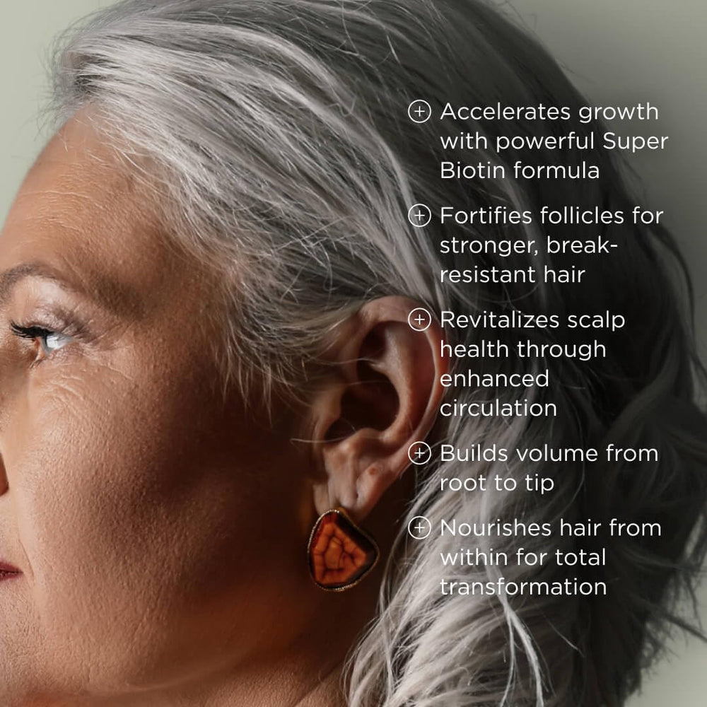 NOOR HAIR before-after style image suggesting fuller-looking hair with use