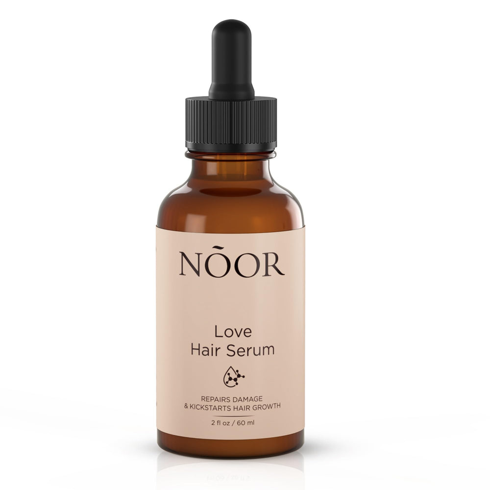 NOOR HAIR Growth Serum bottle closeup for healthier-looking hair
