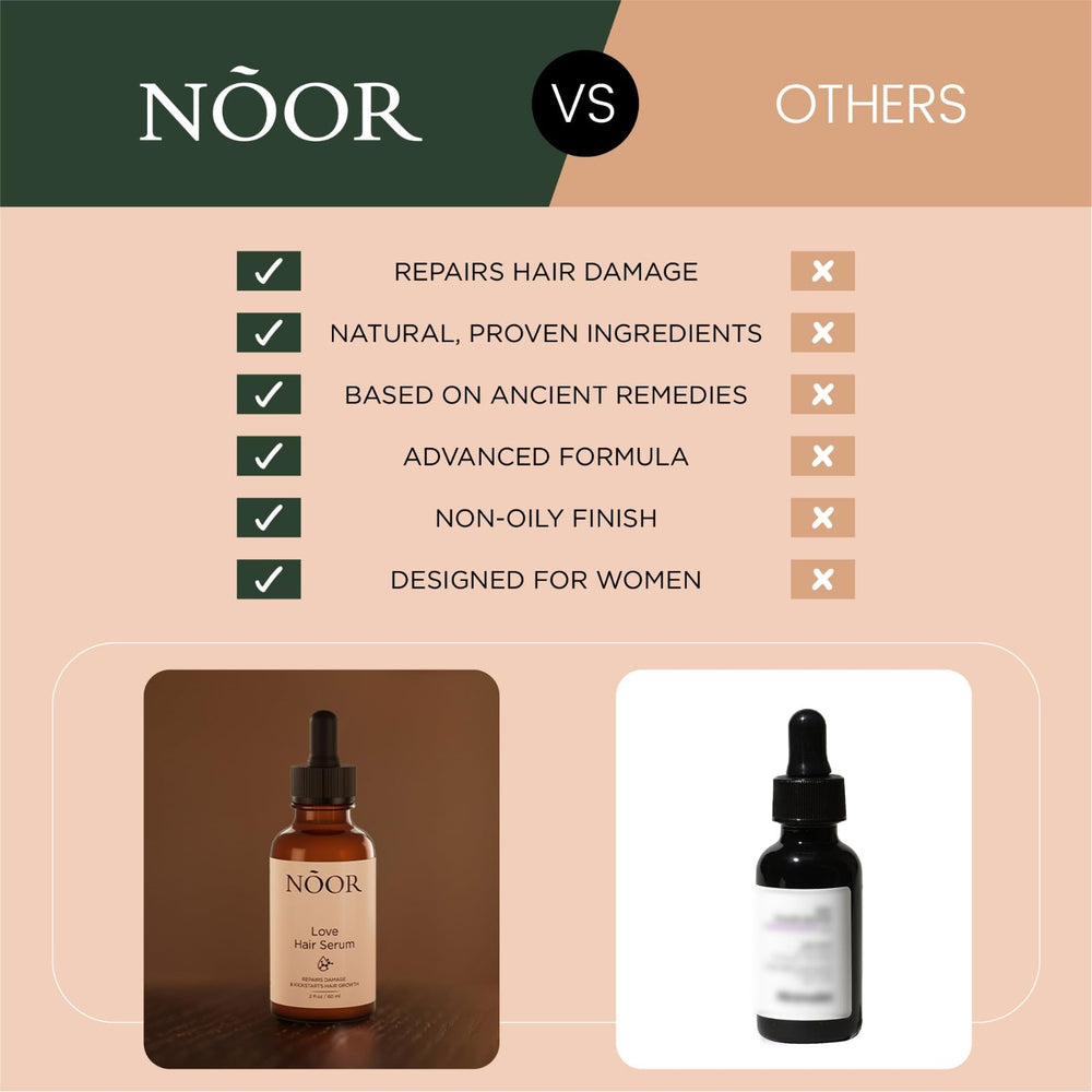 NOOR HAIR Growth Serum ingredients list including olive and argan oils