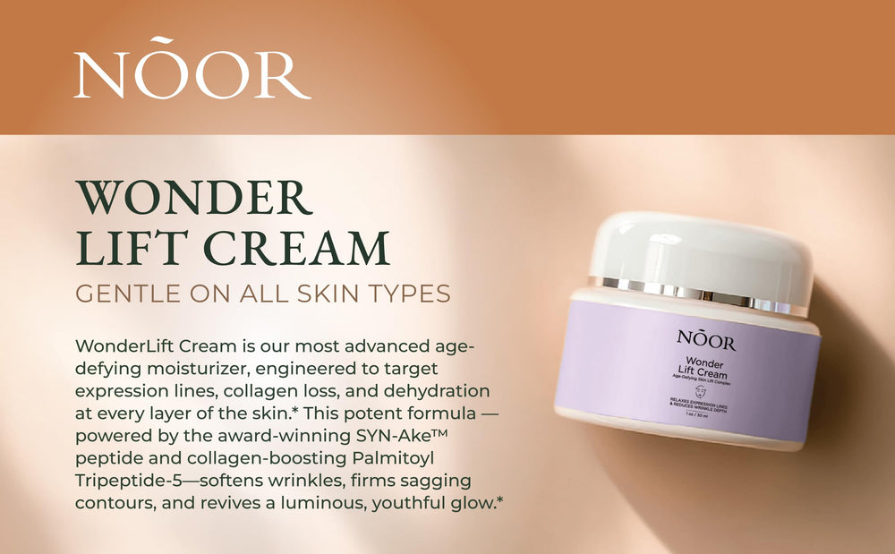 Noor Wonder Lift Cream closeup skin glow conveys hydrated smoother looking complexion