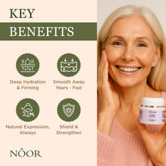 Noor Wonder Lift Cream texture swatch shows lightweight non greasy formula