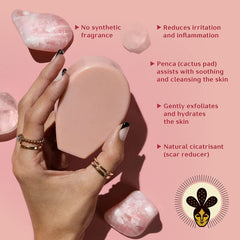 Nopalera bar soap pink rose clay exfoliation for smoother skin.