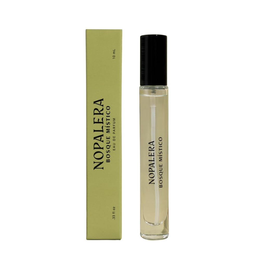 Nopalera Bosque Místico bottle showcases forest-inspired scent for daily calm.