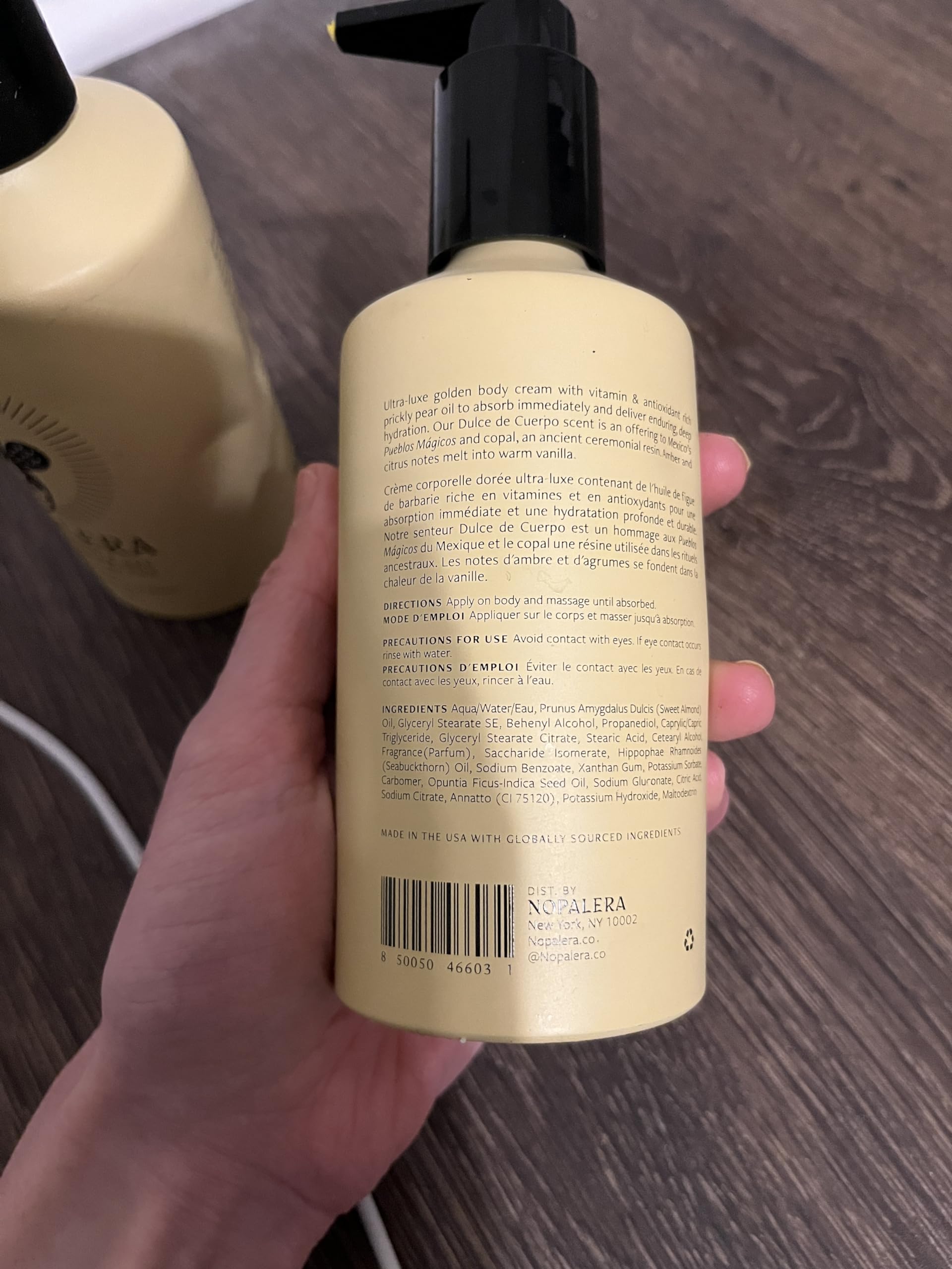 Nopalera Dulce de Cuerpo application after shower for lasting moisture.