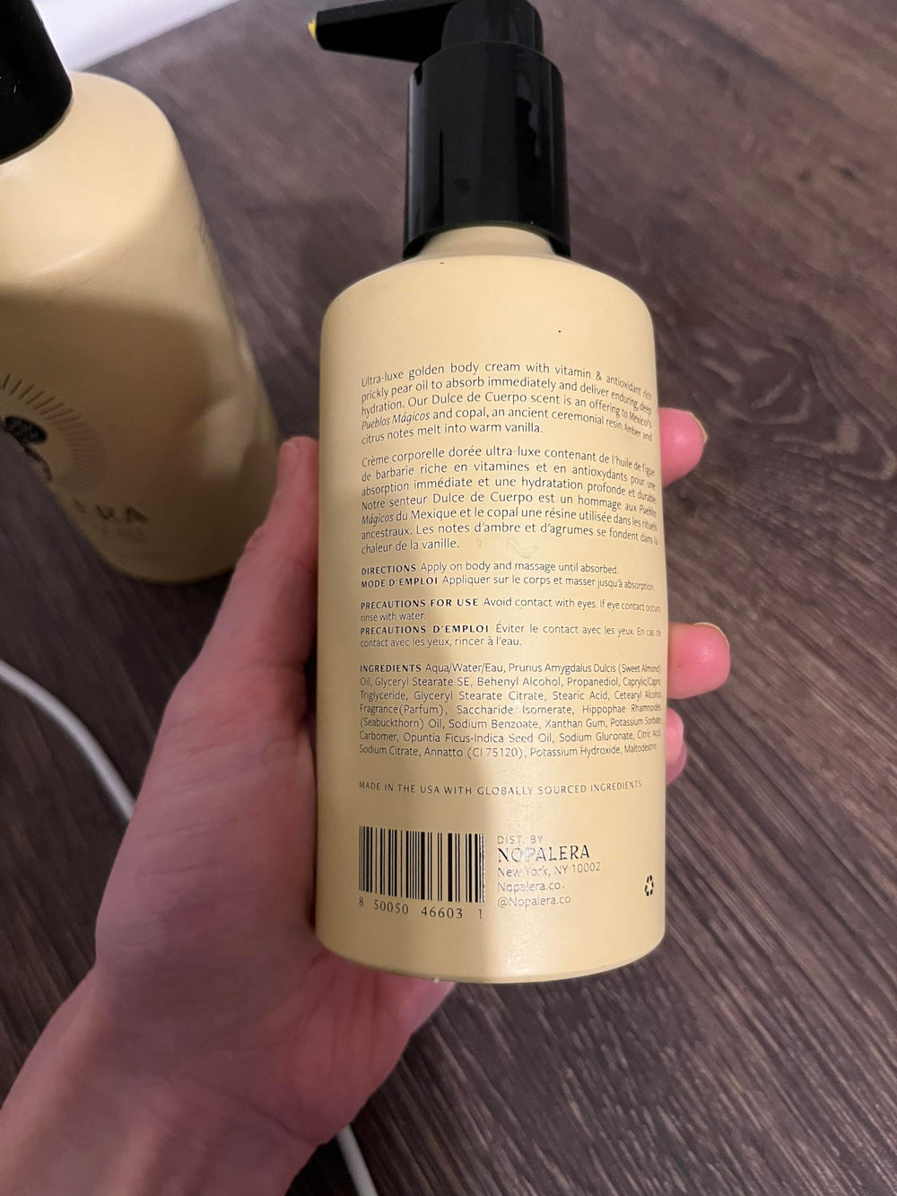 Nopalera Dulce de Cuerpo application after shower for lasting moisture.