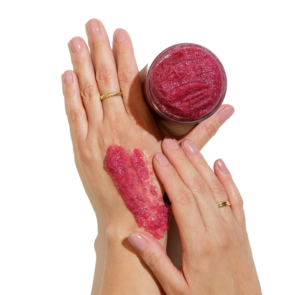 Nopalera Hibiscus Cactus Flower Exfoliant ingredients highlight Hibiscus and prickly pear for gentle cleanse and hydration
