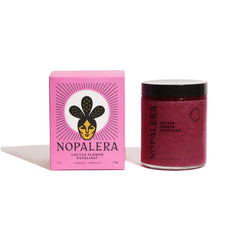 Nopalera Hibiscus Cactus Flower Exfoliant texture closeup shows creamy scrub for moisturizing exfoliation
