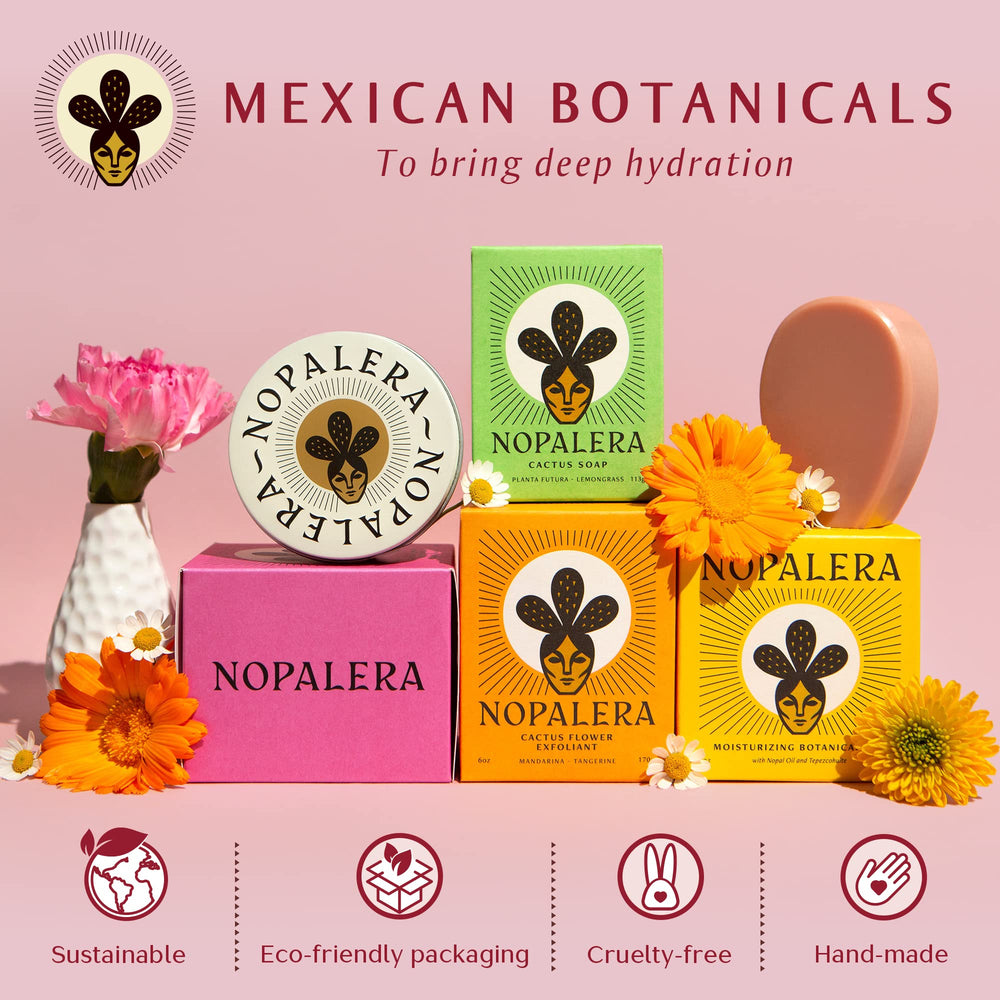 Nopalera Mandarina packaging display emphasizes clean beauty ethics