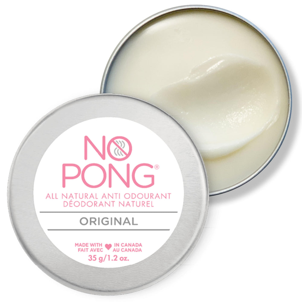NO PONG original deodorant scent-label features citrus vanilla, a gender-neutral fragrance.