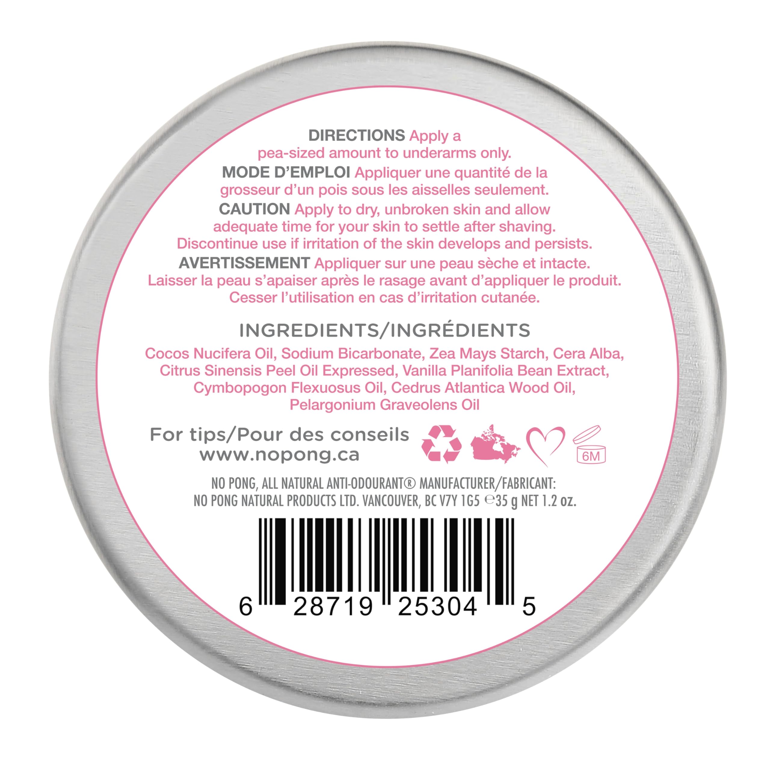 NO PONG original deodorant tin-closeup reveals natural texture and clean scent.