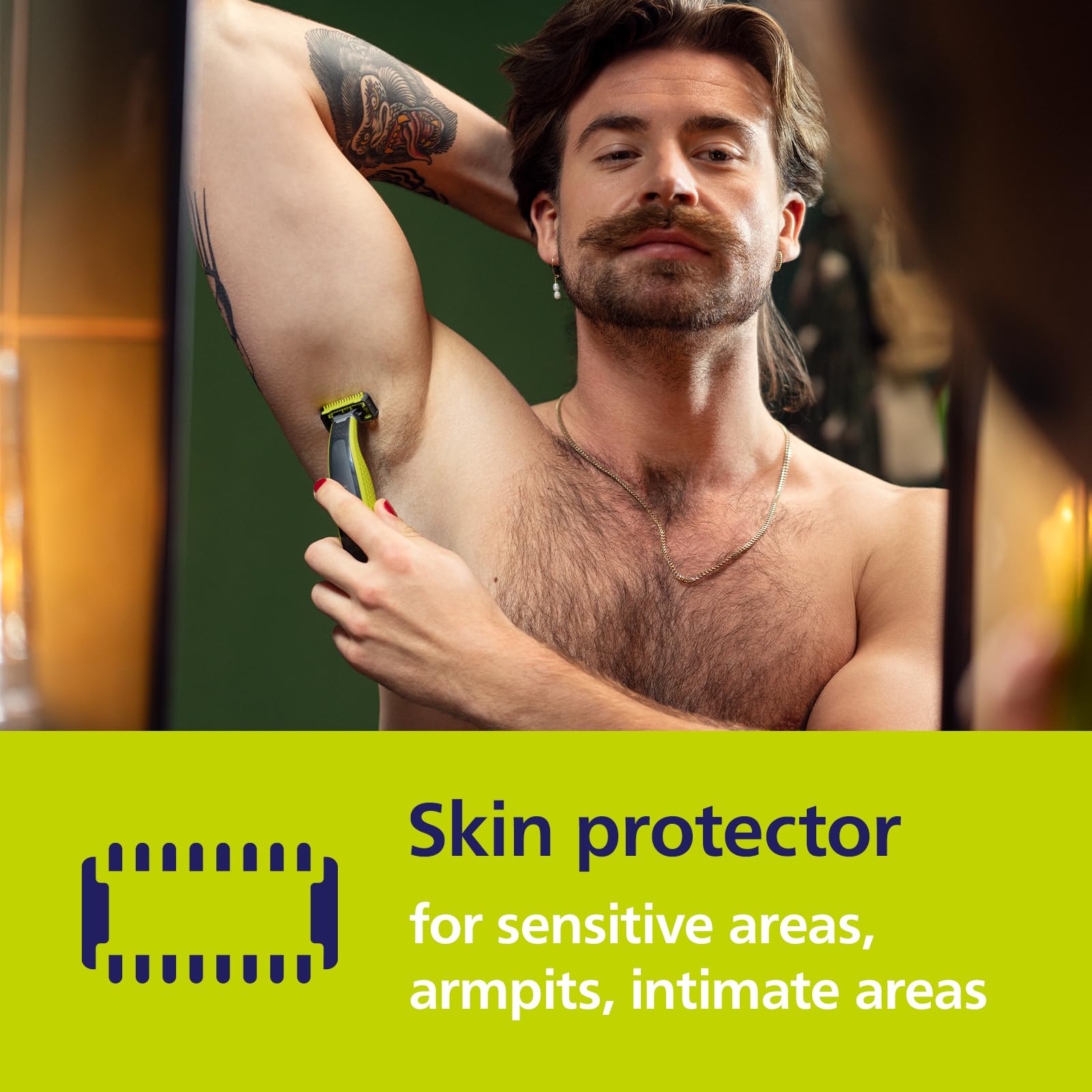Norelco body comb 3mm for quick trimming on larger areas.