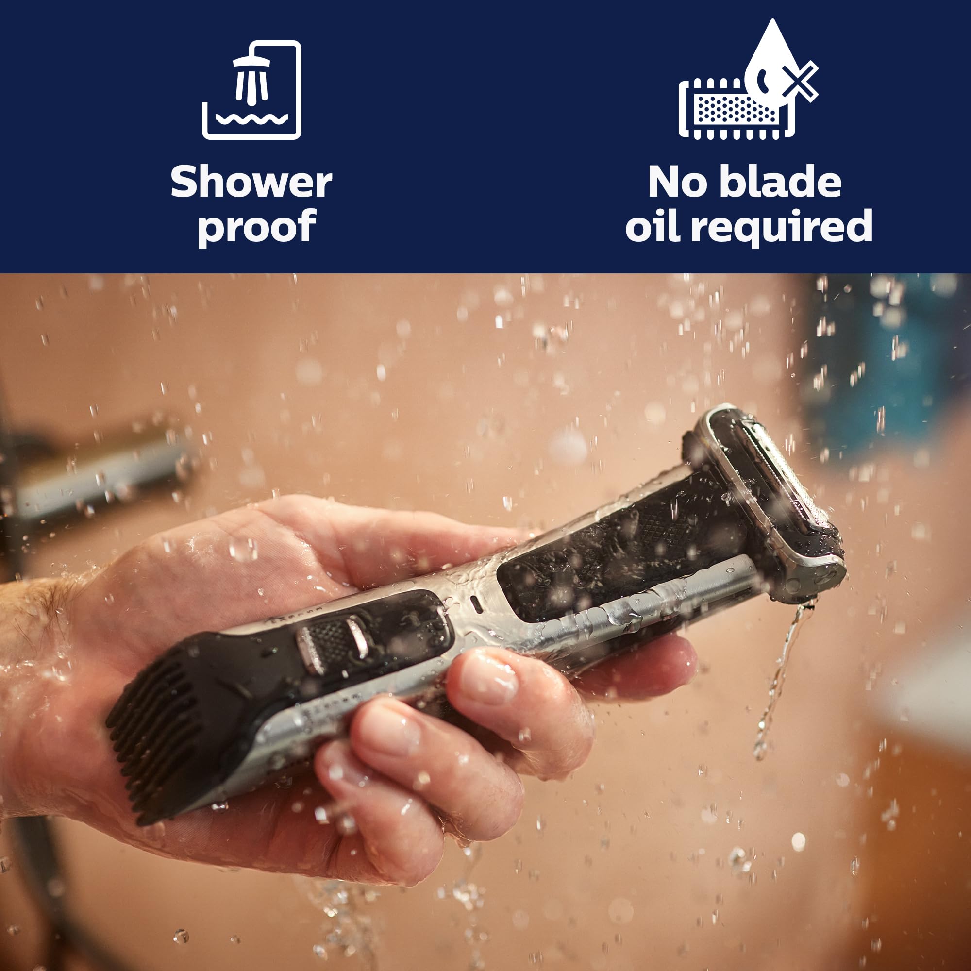 Norelco Bodygroom 7000 hypoallergenic foil protects skin during close body shaving.