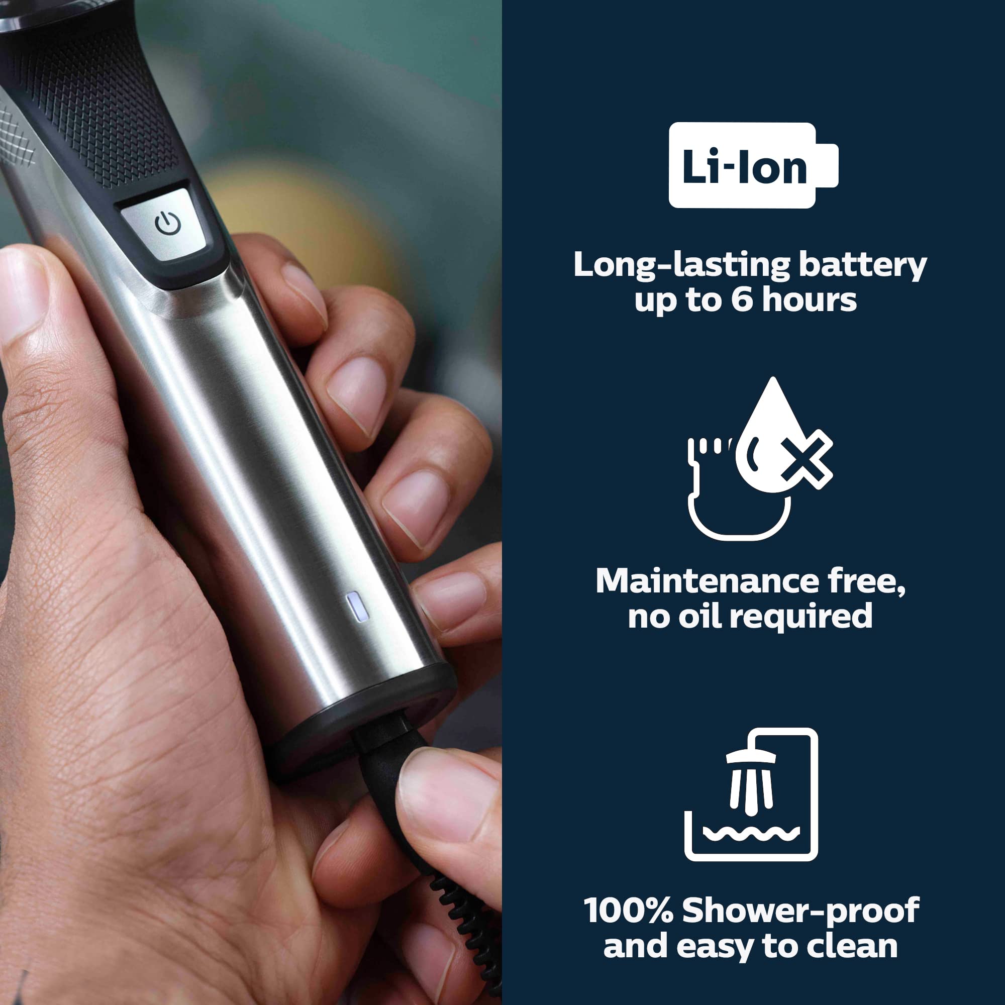 Norelco Multigroom 9000 body shaver attachment for safe manscaping on sensitive areas.