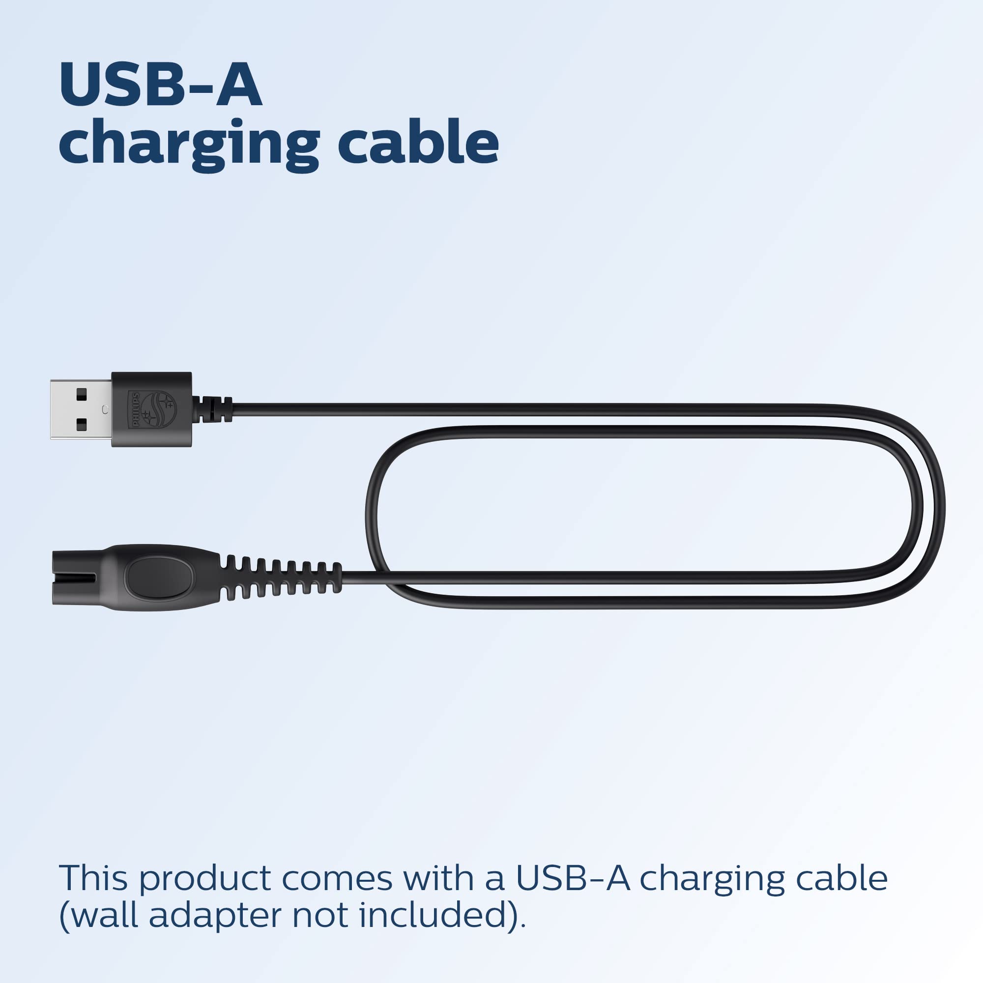 Norelco Multigroom 9000 USB-A charging cable for convenient recharging anywhere.