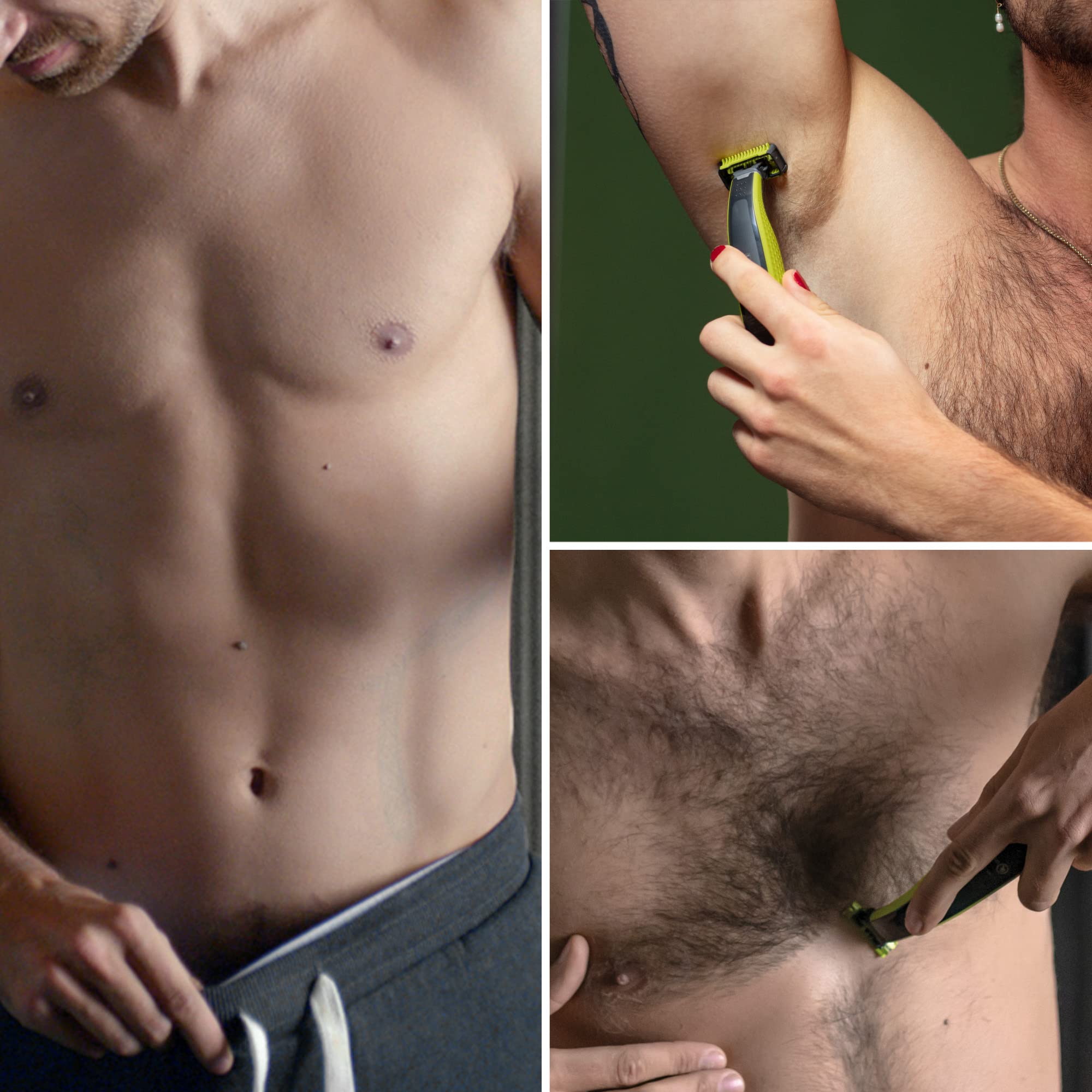 Norelco OneBlade skin guard protects sensitive areas during body grooming.