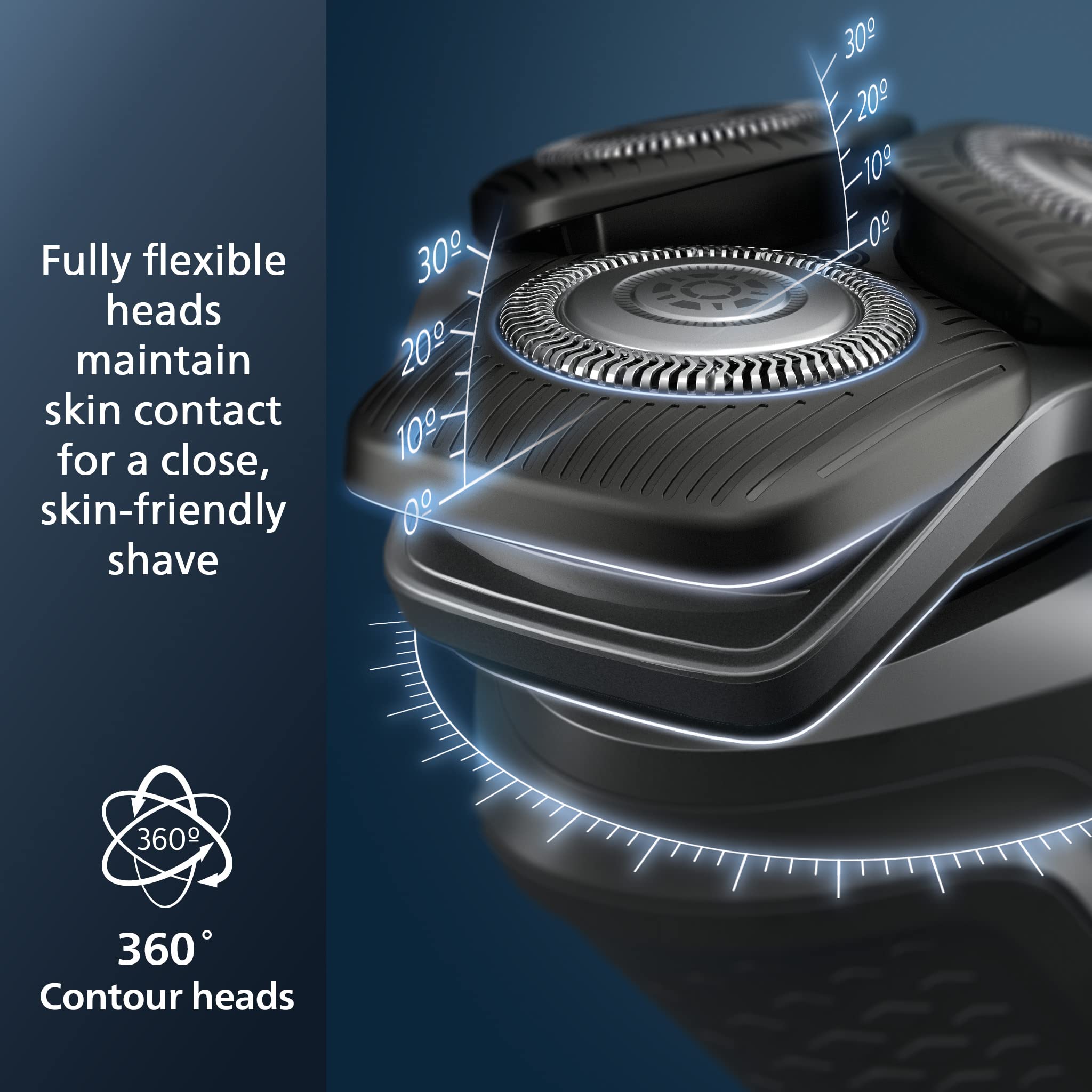 Norelco Shaver 5400 360° flex heads following facial contours