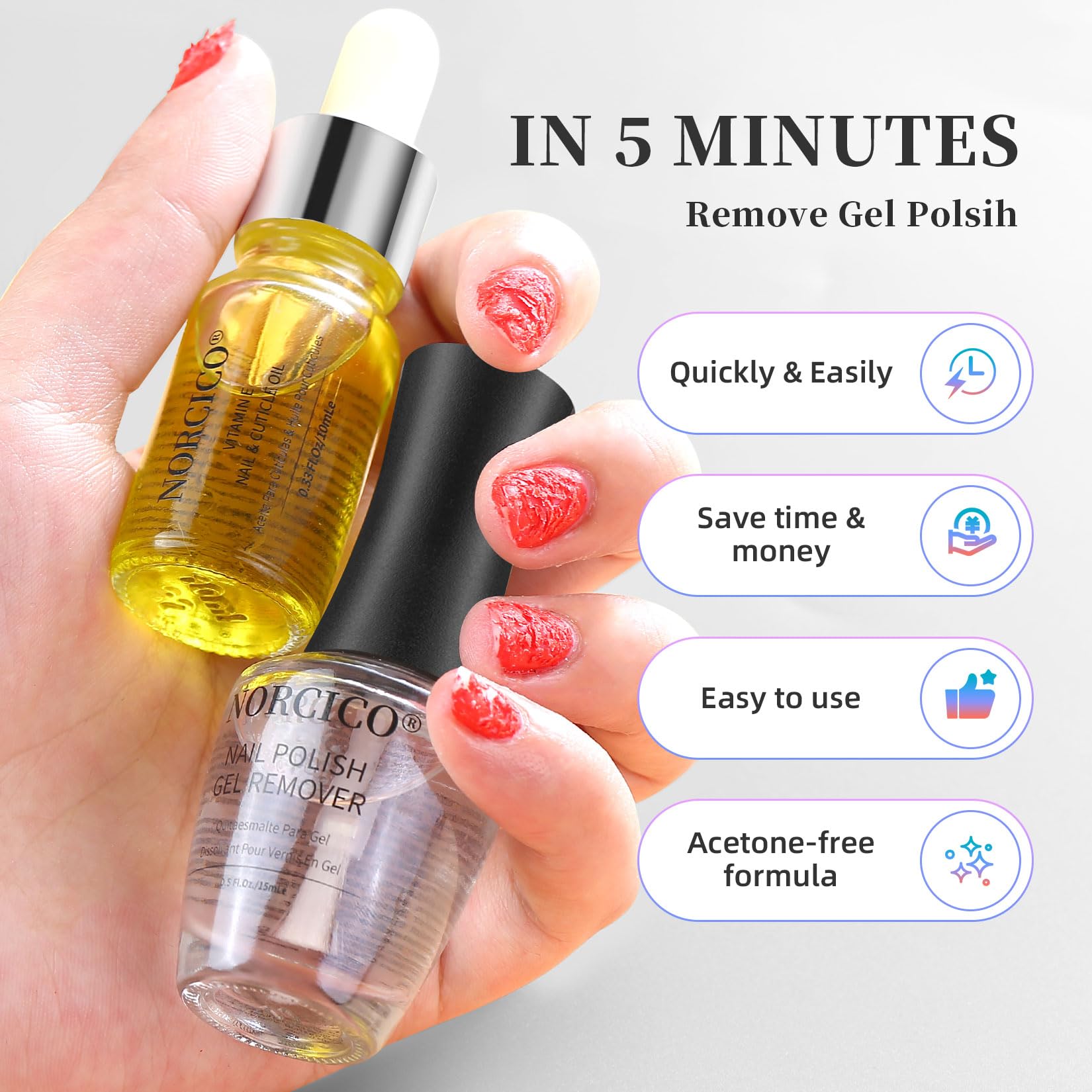 NORCICO cuticle-oil-nourishing hydrates and nourishes cuticles for daily use.