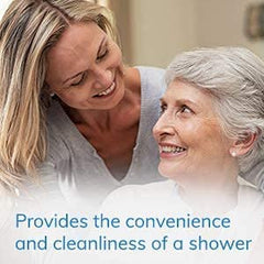 No-Rinse Foaming Body Wash baby to senior use demonstrates gentle, waterless cleansing.