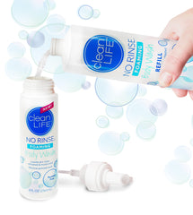 No-Rinse Foaming Body Wash waterless foam application shows quick-clean without rinsing.