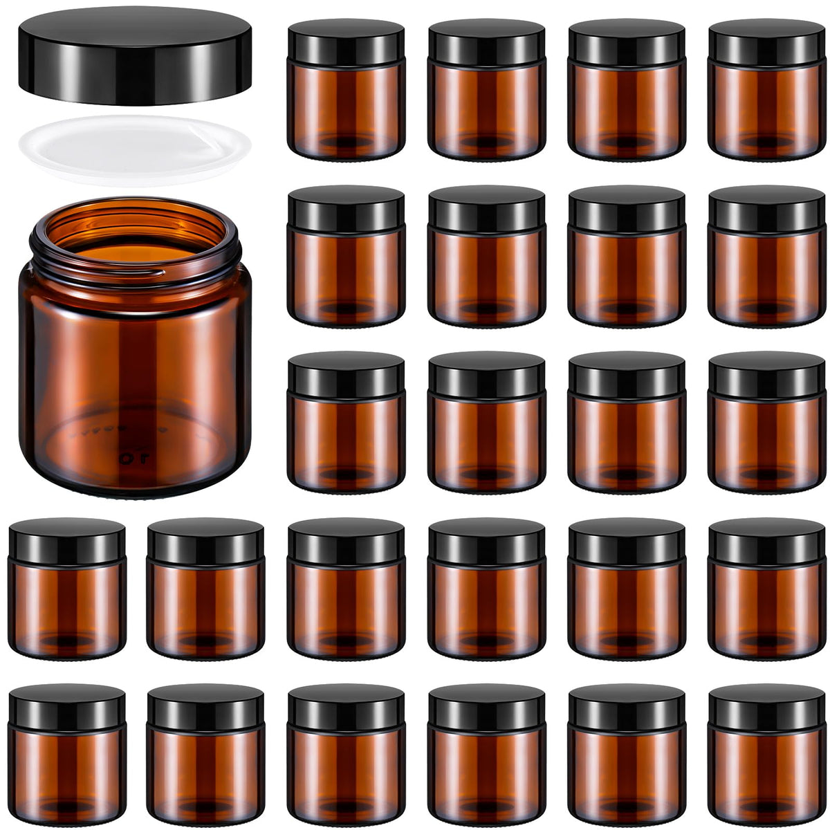 Norme 24-pack glass jars with lids for organized storage of cosmetics