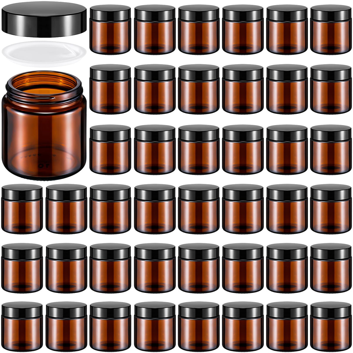 Norme amber 4oz glass jar with lid, ideal for travel-friendly cosmetics storage.