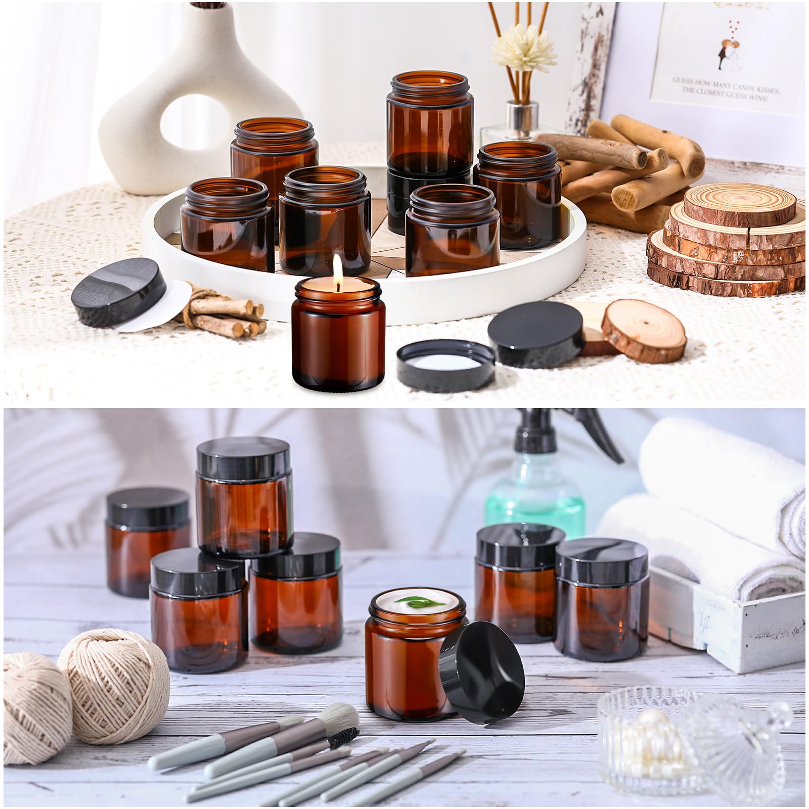 Norme black 4oz glass jar with lid, perfect for lotion samples on the go.