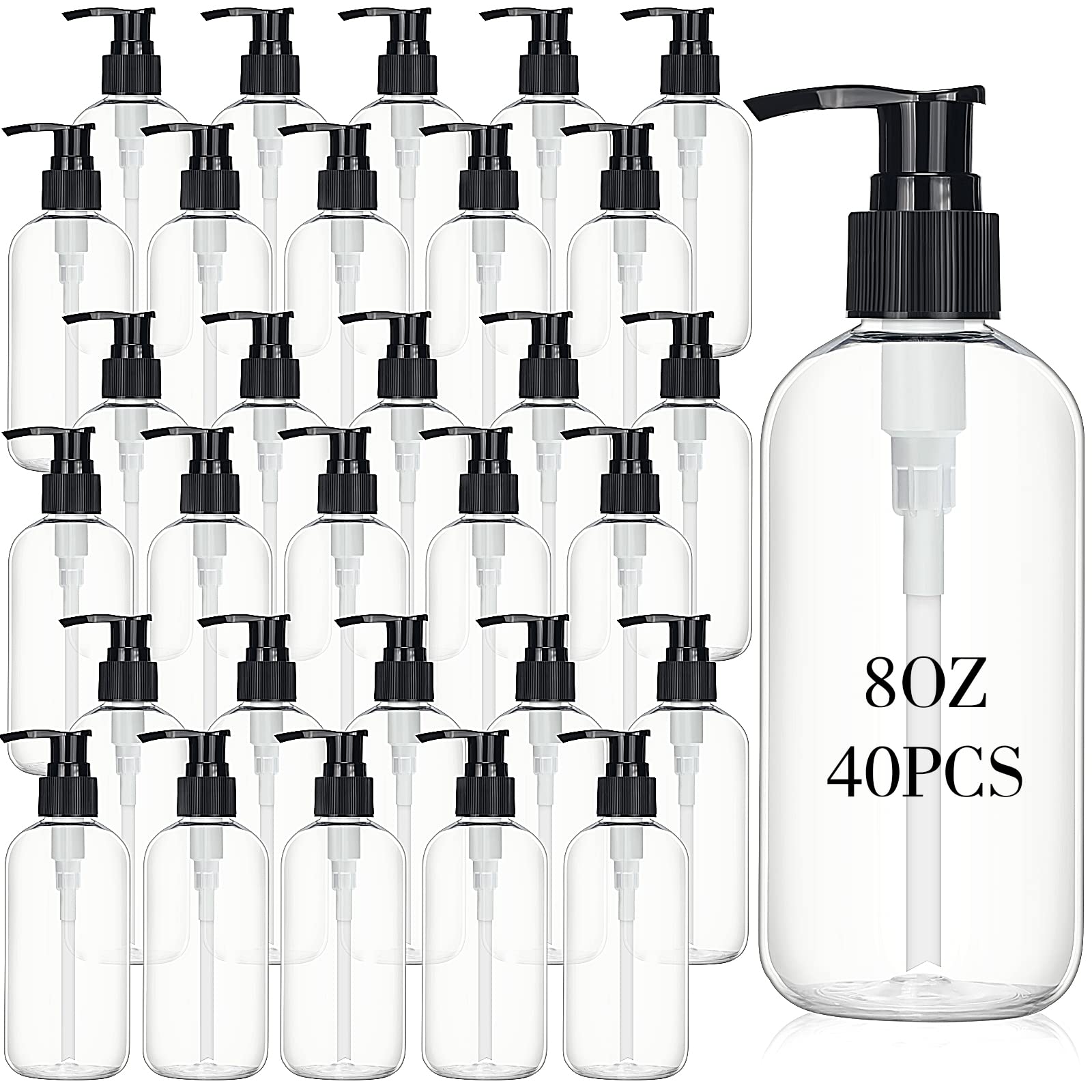 Norme empty pump bottles 8oz clear — bulk travel-ready storage solution.