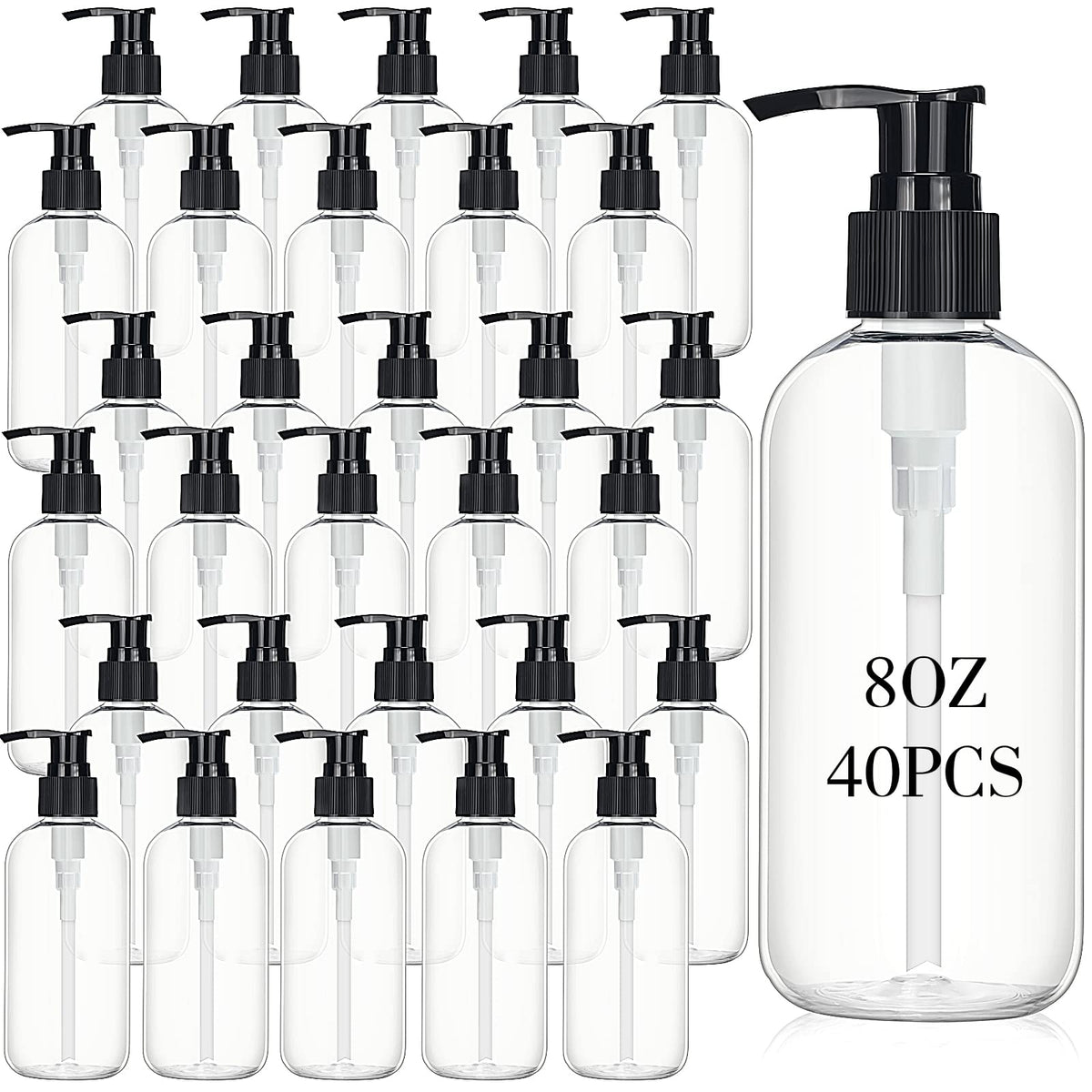 Norme empty pump bottles 8oz clear — bulk travel-ready storage solution.
