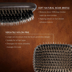 Norsewood boar bristle brush close-up showing bristles for detangling