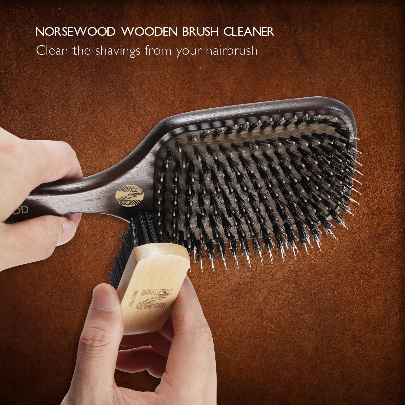 Norsewood ergonomic handle on brush for comfortable daily grooming