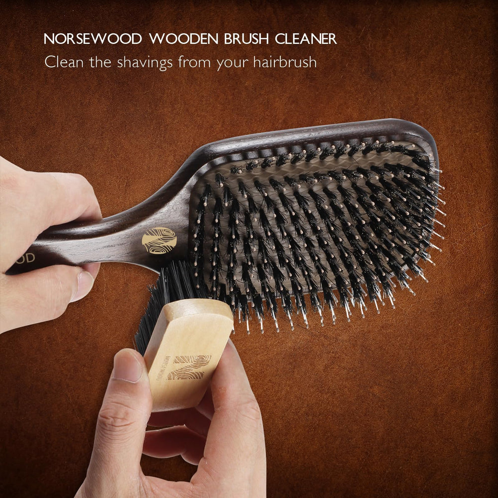 Norsewood ergonomic handle on brush for comfortable daily grooming