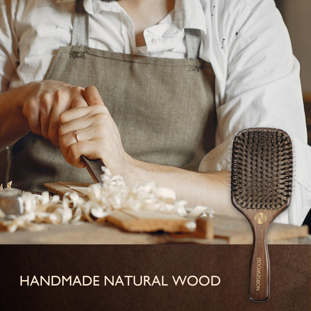 Norsewood brush detangling straight and wavy hair with soft bristles