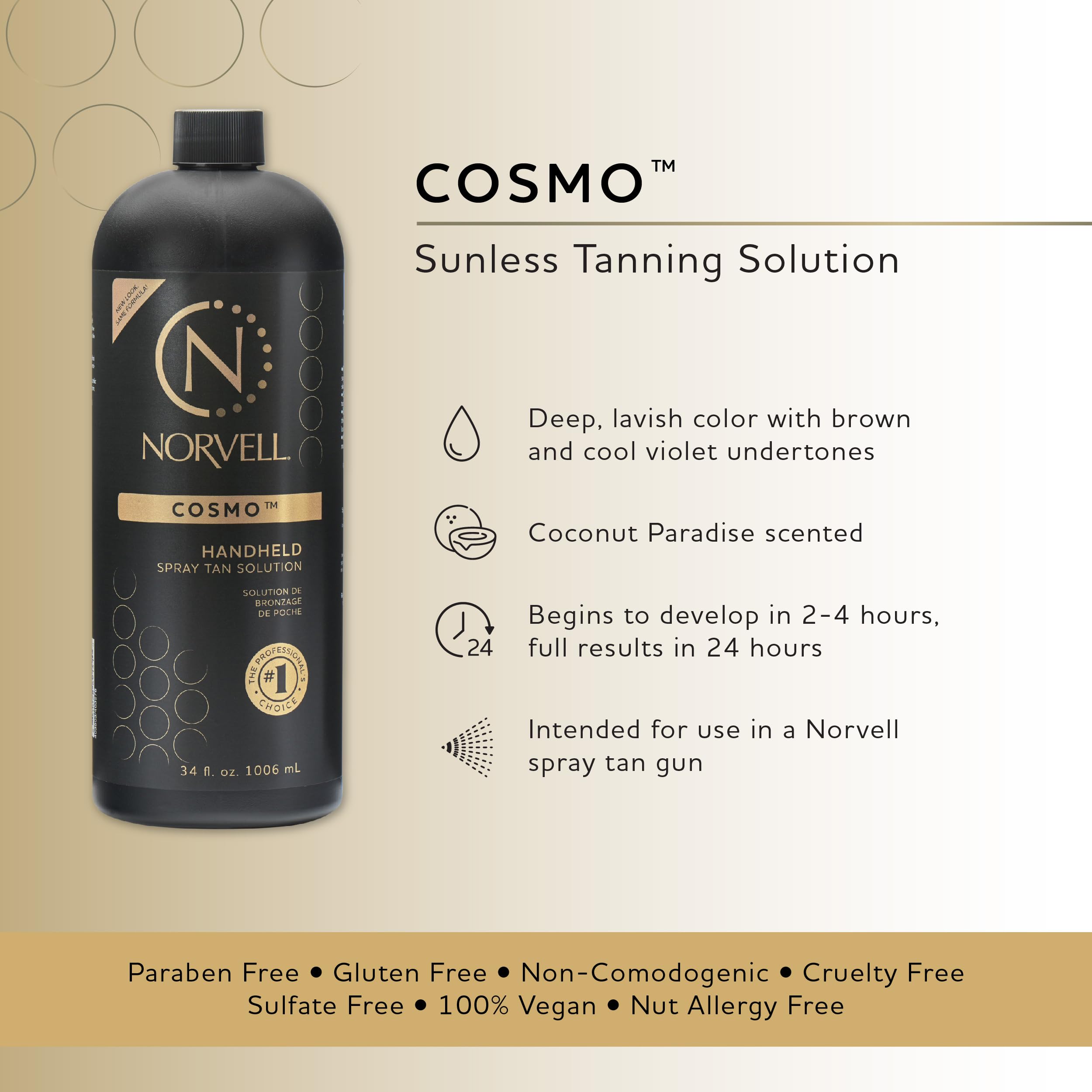 Norvell Cosmo spray tan gun dispensing for easy at-home application