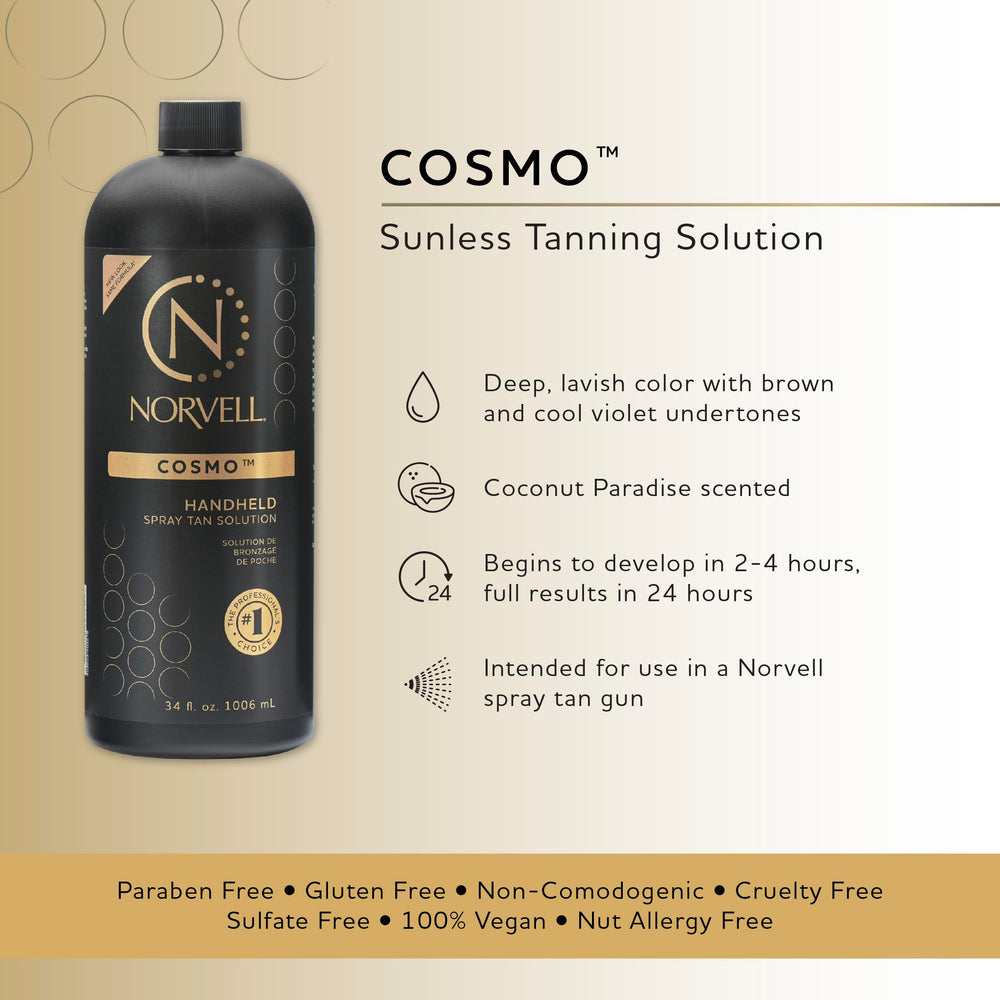 Norvell Cosmo spray tan gun dispensing for easy at-home application