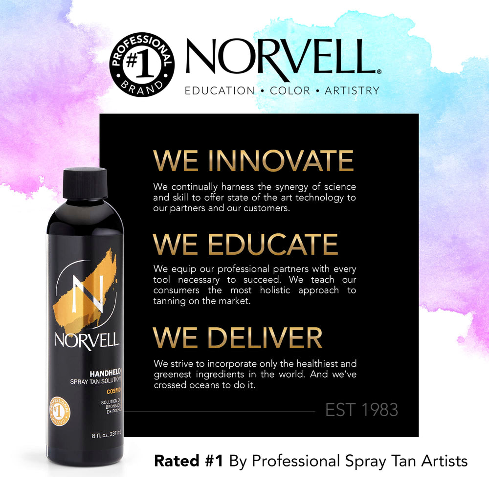 Norvell Cosmo mist on skin highlights quick natural bronze coverage.