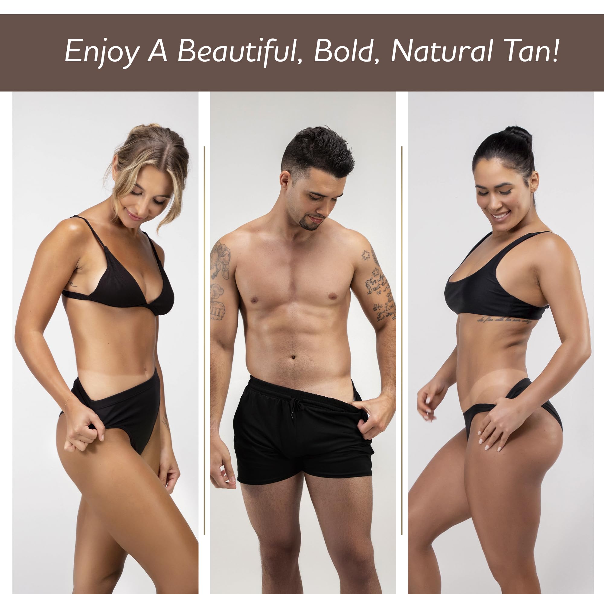 Norvell deep natural bronze skin tone after application
