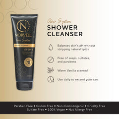 Norvell Post Self Tanner cleanser pour shows gentle lather for extended sunless tan.