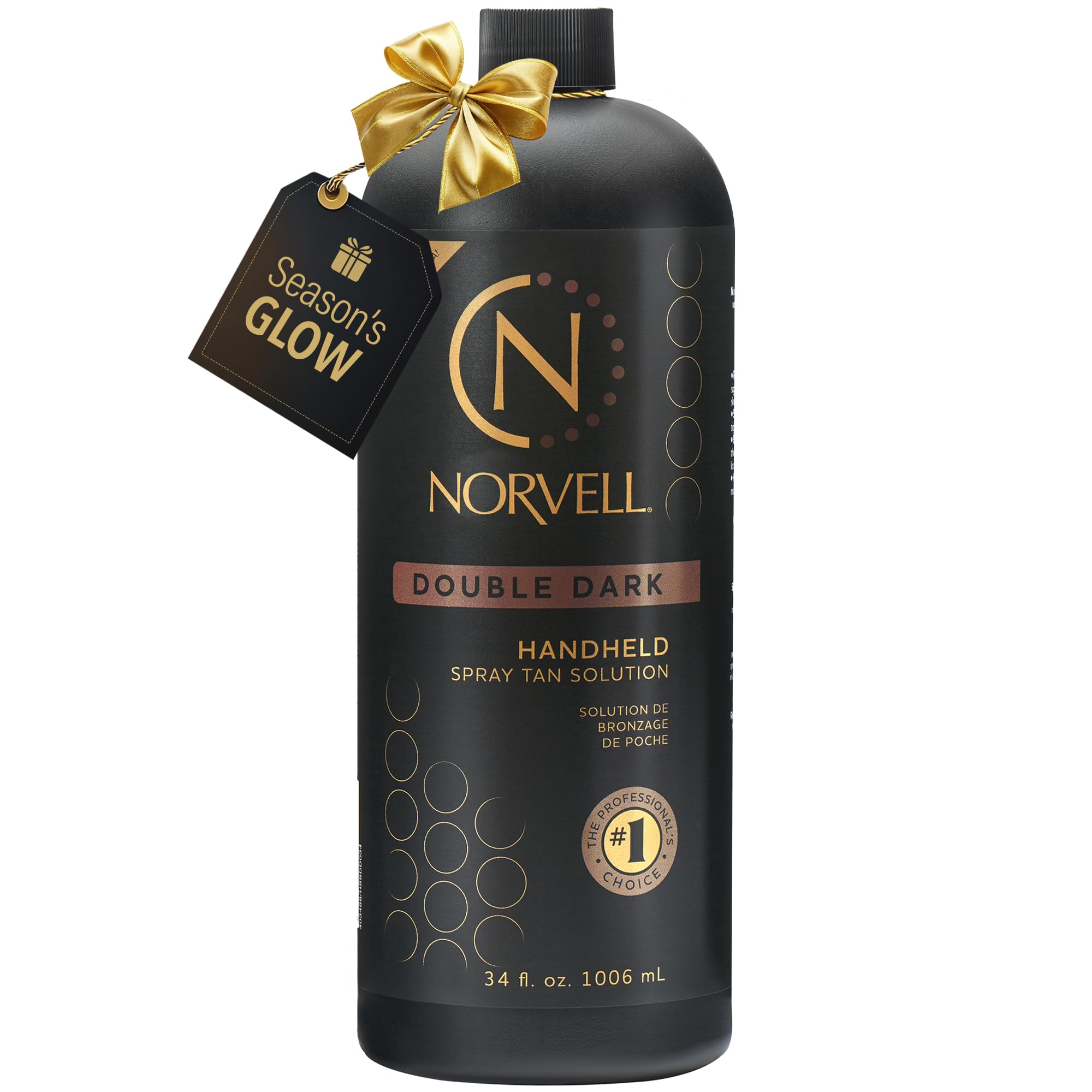 Norvell Premium Spray Tan Double Dark bottle displaying deep bronze shade for natural color