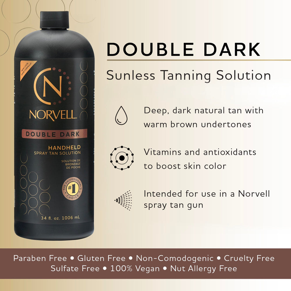 Norvell Double Dark spray in action for streak-free, fast-drying sunless color