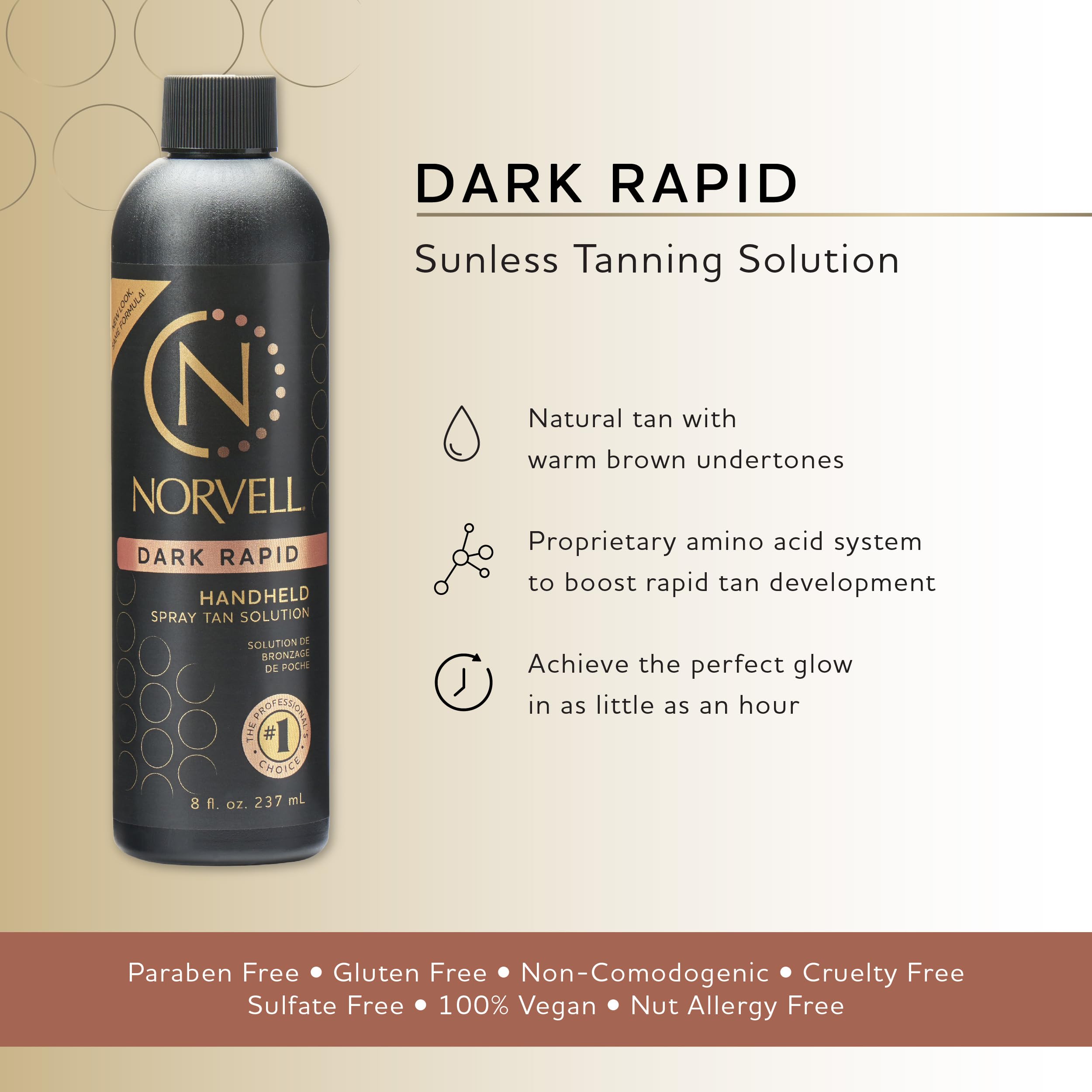 Norvell Premium Spray Tan Solution Dark Rapid spray-head shows rapid mist for even streak-free coverage