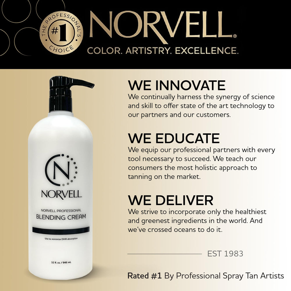 Professional tip: Norvell Pro-Blending barrier cream applied to joints and palms for better transition