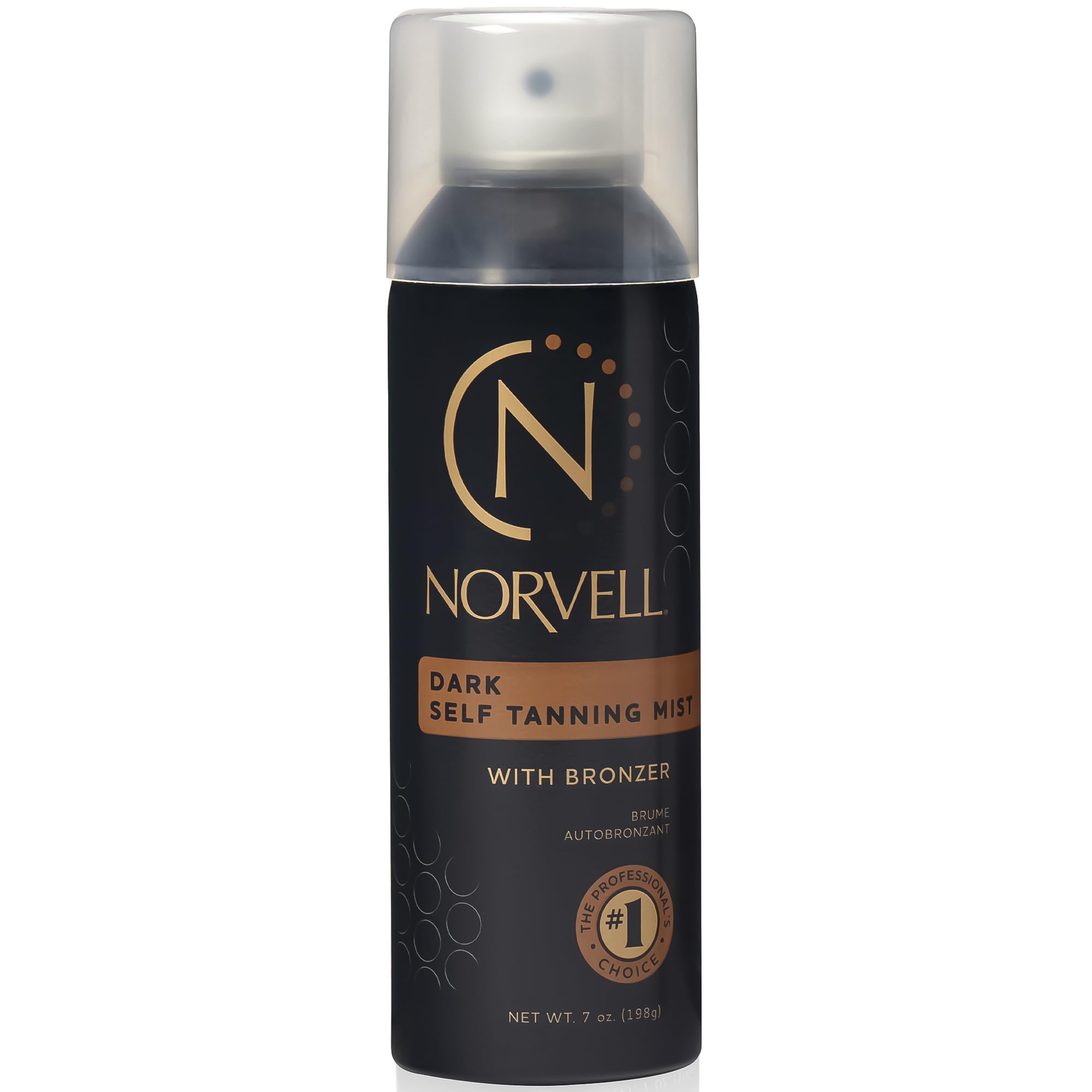 Norvell Professional Sunless Mist bottle delivers instant glow for at-home tanning.