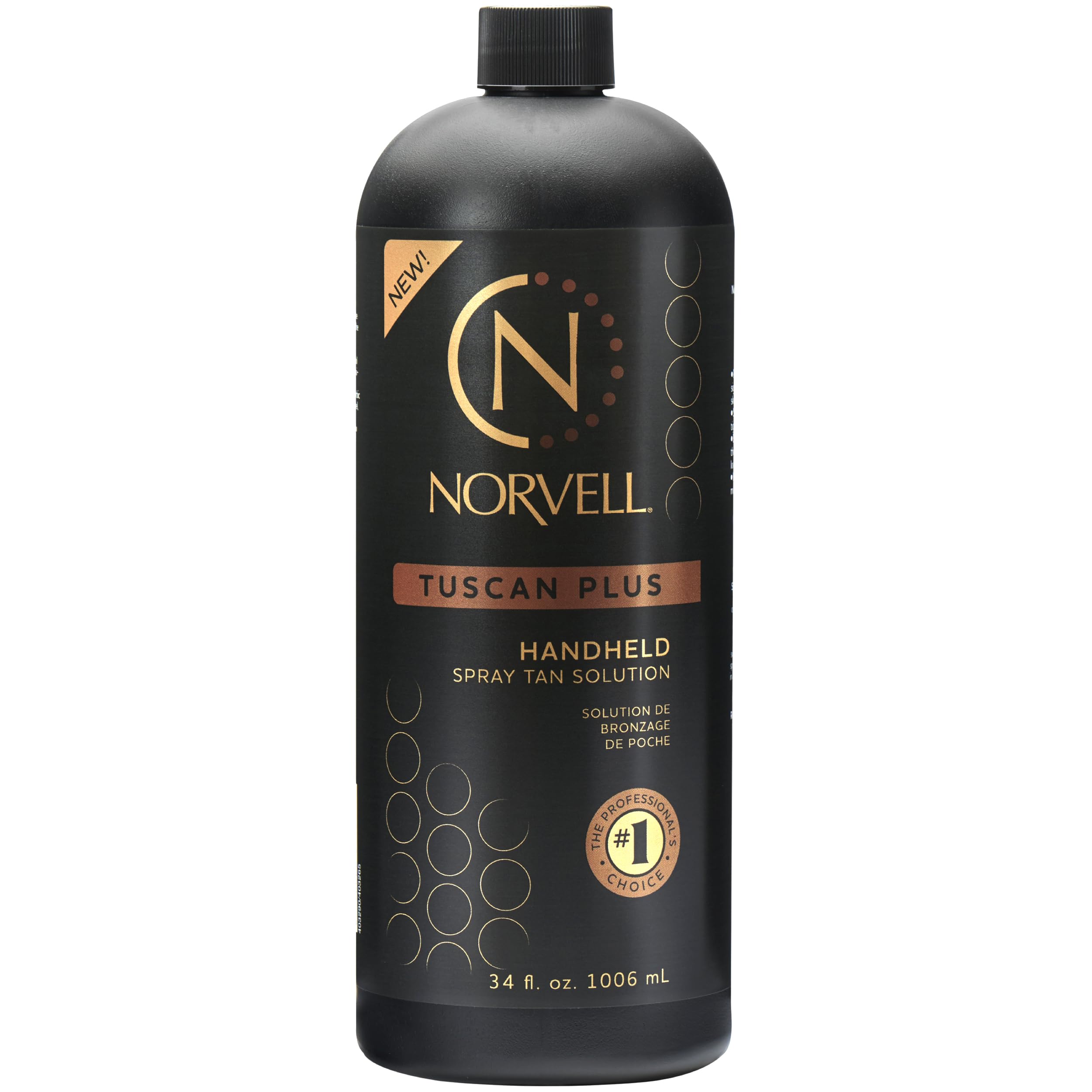 Norvell Tuscan Plus bottle displays caramel brown and rose undertones for a natural-looking tan.