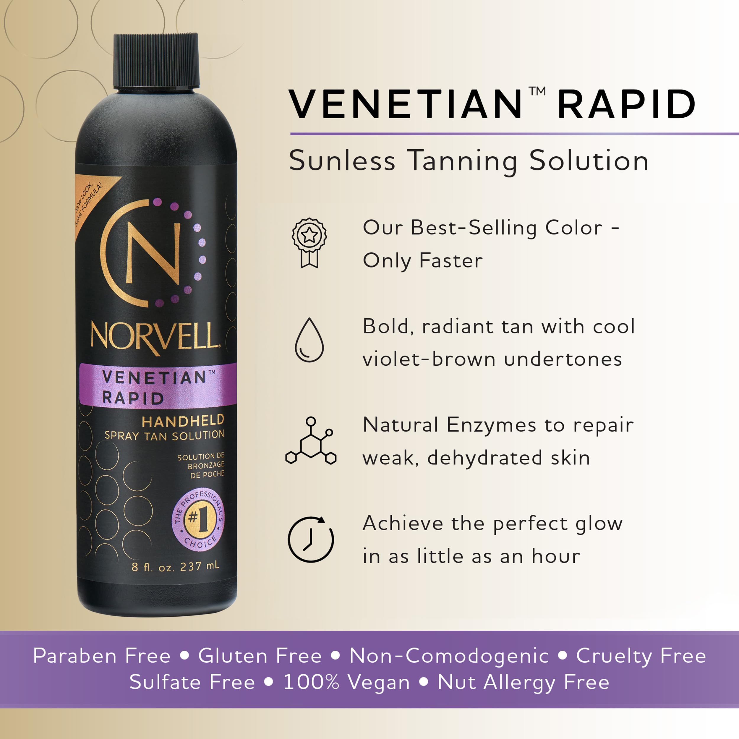Norvell Venetian One bottle label close-up showing paraben-free formula