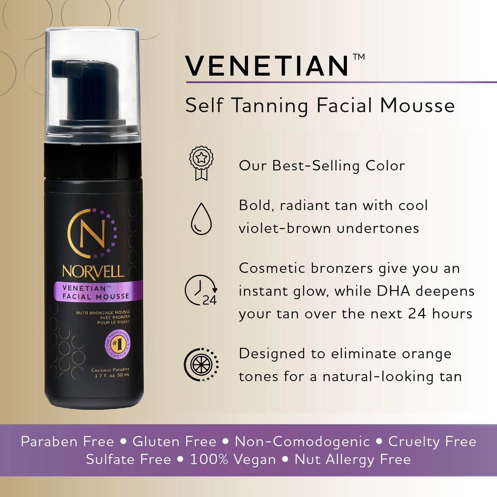 Norvell Venetian mousse application swatch showing streak-free finish.