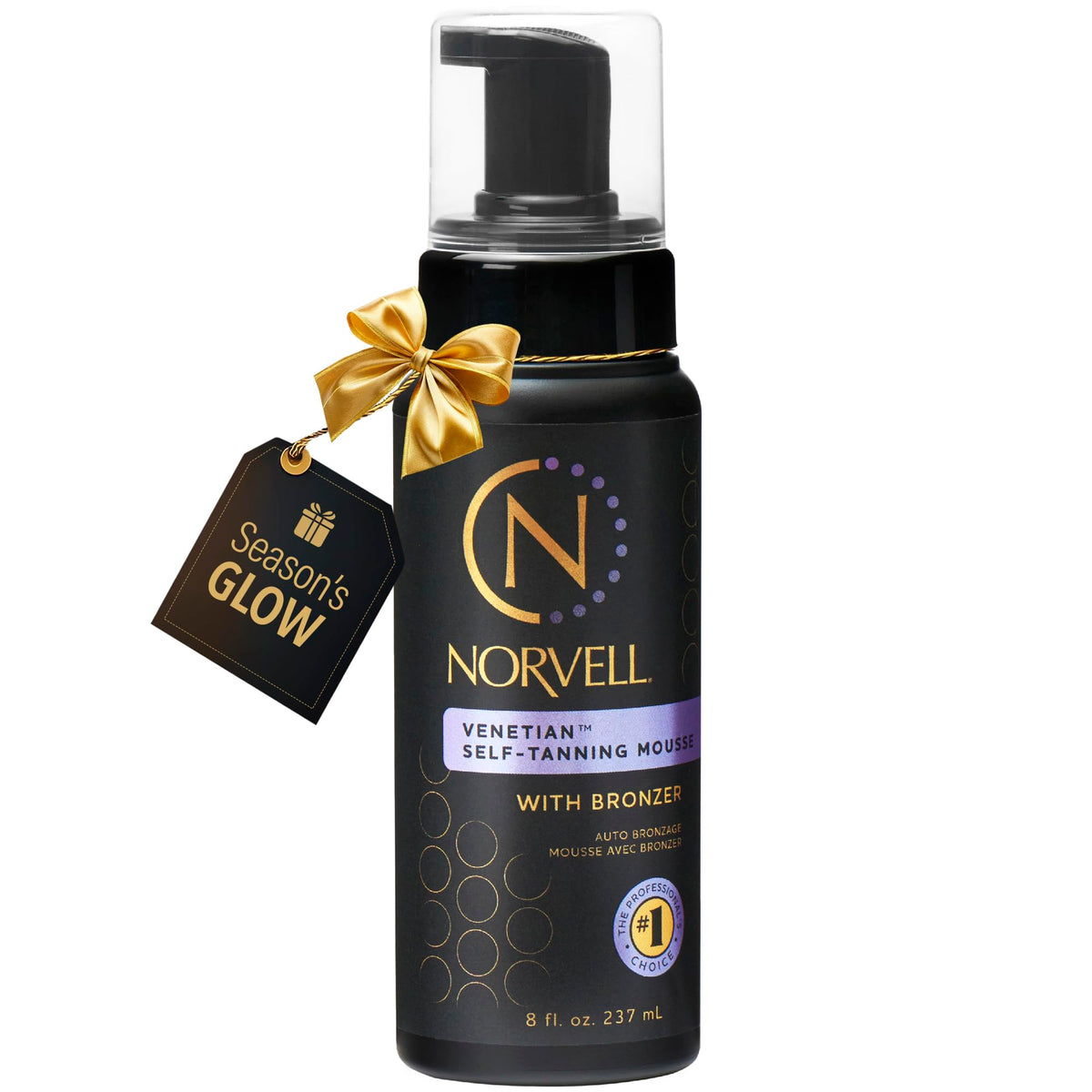 Norvell Venetian Self Tanner Mousse bottle label highlighting natural glow.
