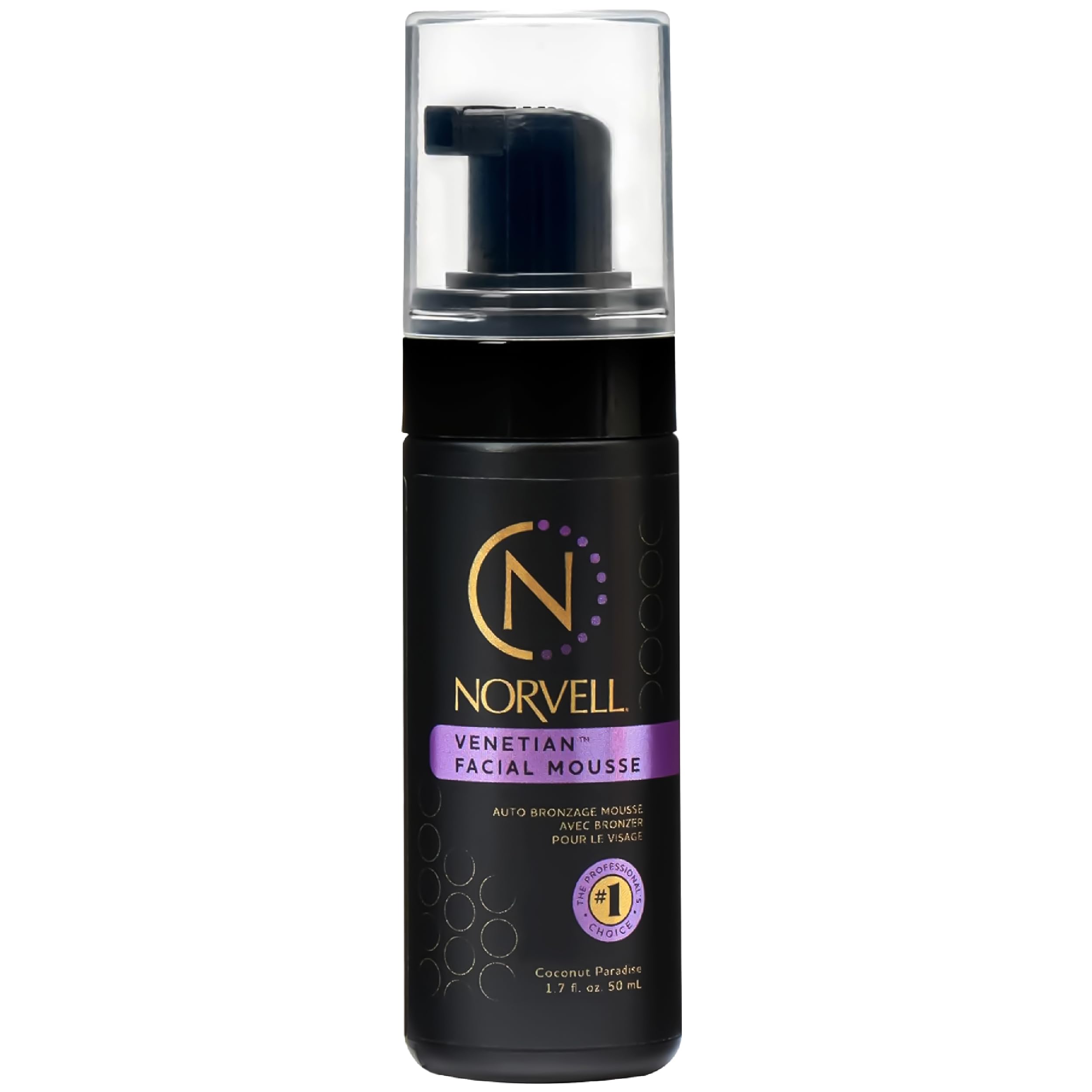 Norvell Venetian Sunless Facial Mousse bottle in premium packaging for even application