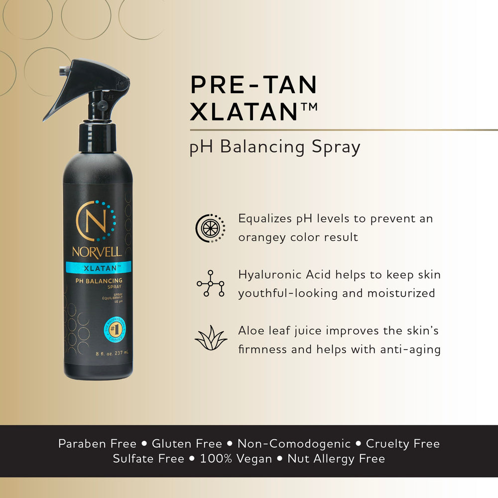 Norvell XLATAN mist application close-up showing controlled spray for prep